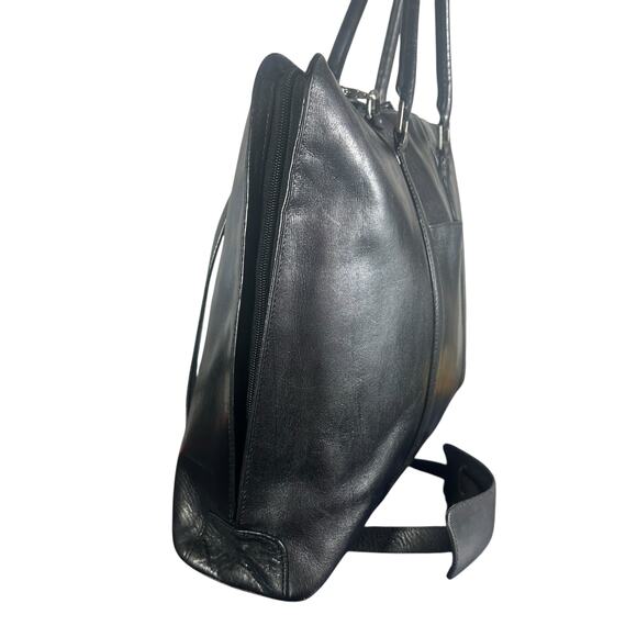 Hobo International Black Leather Briefcase Laptop Bag Shoulder Strap Vintage - Picture 9 of 16